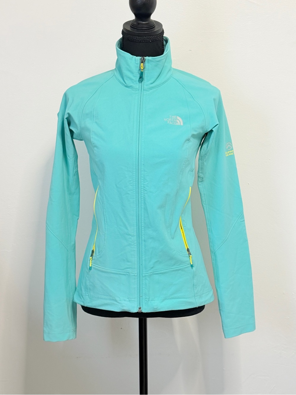 The North Face Womens XS Summit Series TNF Apex Full Zip Light Jacket-Teal/Green